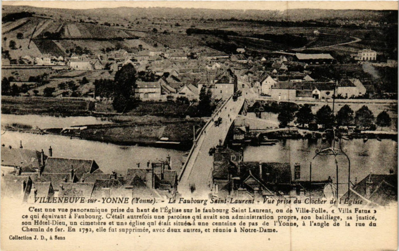 Carte postale ancienne Villeneuve-sur-Yonne - Le Faubourg Saint-Laurent - Vue .. à Villeneuve-sur-Yonne