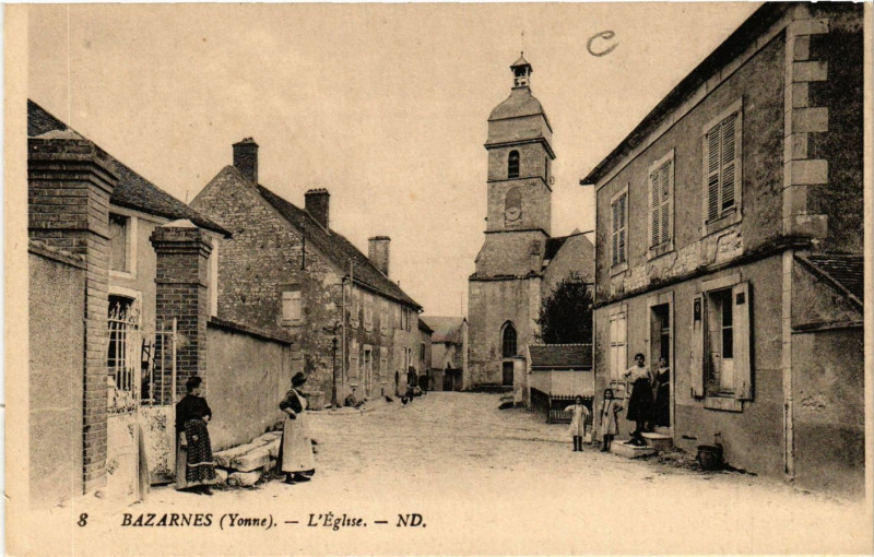 Carte postale ancienne Bazarnes - L'Eglise à Bazarnes