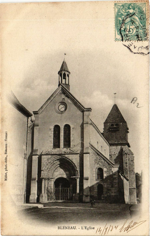 Carte postale ancienne Bleneau - L'Eglise à Bléneau