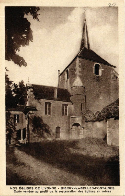 Carte postale ancienne Nos Eglises de l'Yonne Bierry-les-Belles-Fontaines Carte vendue à Bierry-les-Belles-Fontaines