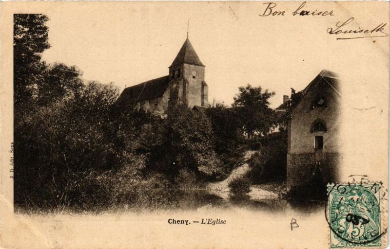 Carte postale ancienne Cheny - L'Eglise à Cheny