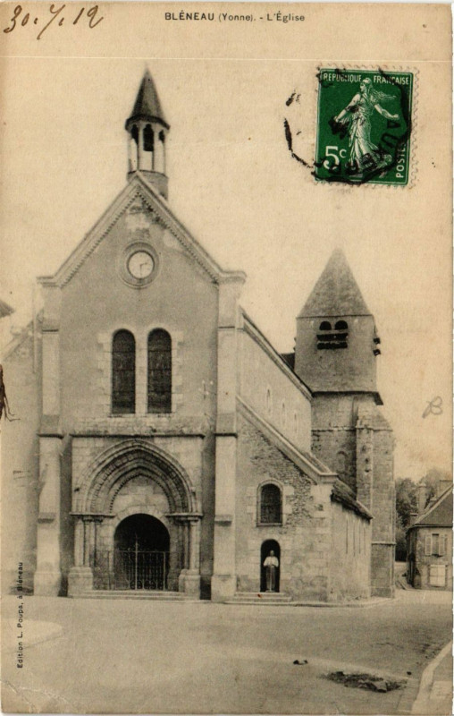 Carte postale ancienne Bleneau - L'Eglise à Bléneau