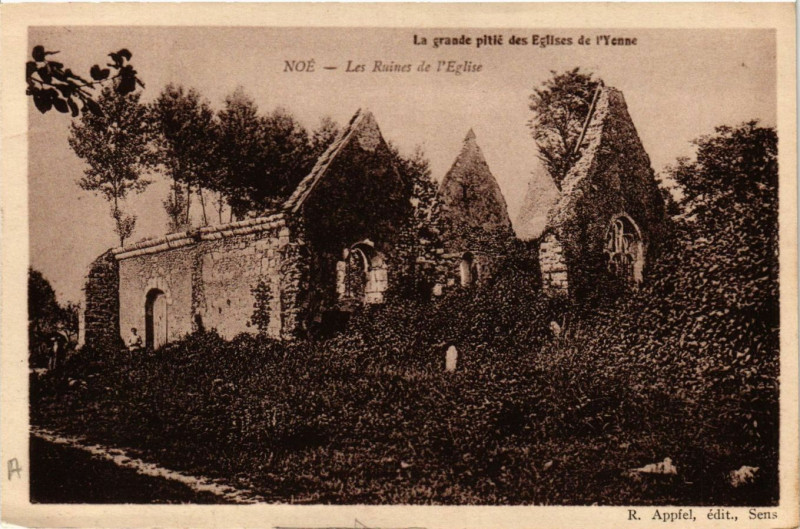 Carte postale ancienne La grande pitie des Eglises de l'Yonne - Noé - Les Ruines de .. à Noé