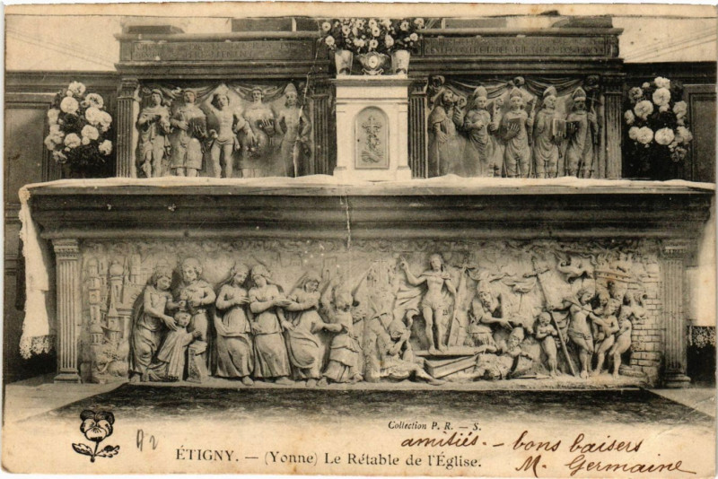 Carte postale ancienne Etigny - Le Rétable de l'Eglise à Étigny