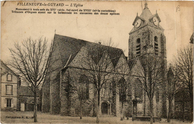 Carte postale ancienne Villeneuve-le-Guyard - L'Eglise