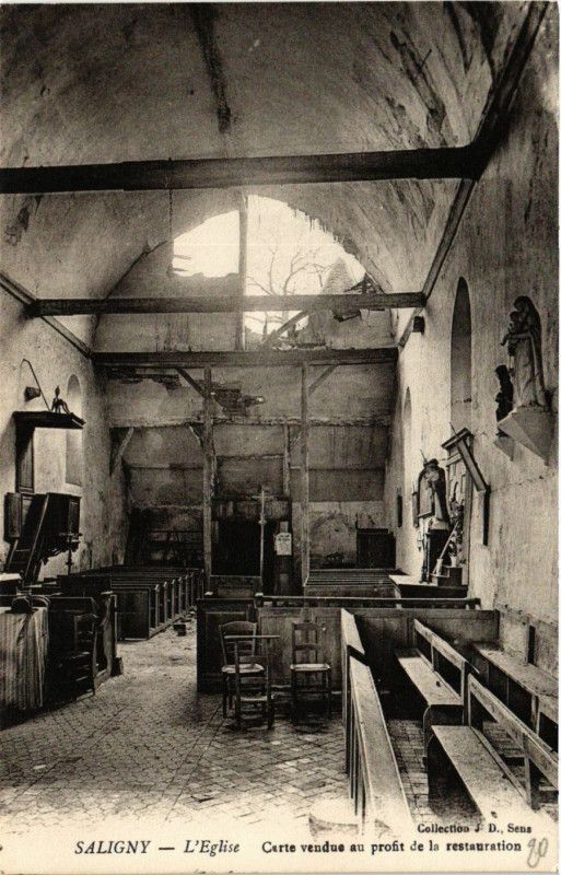 Carte postale ancienne Saligny - L'Eglise - Carte vendue au profit de la restauration à Saligny