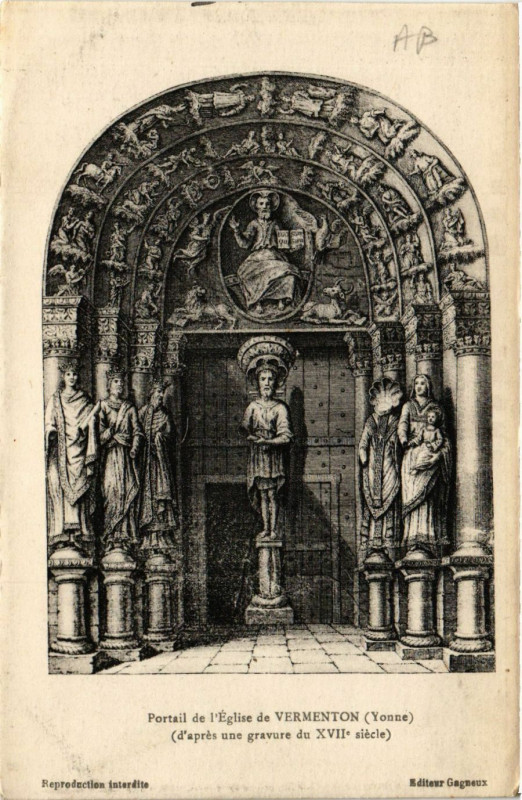 Carte postale ancienne Portail de l'Eglise de Vermenton - (d'apres une gravue de.. à Vermenton