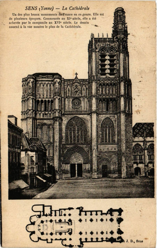 Carte postale ancienne Sens - La Cathédrale à Sens