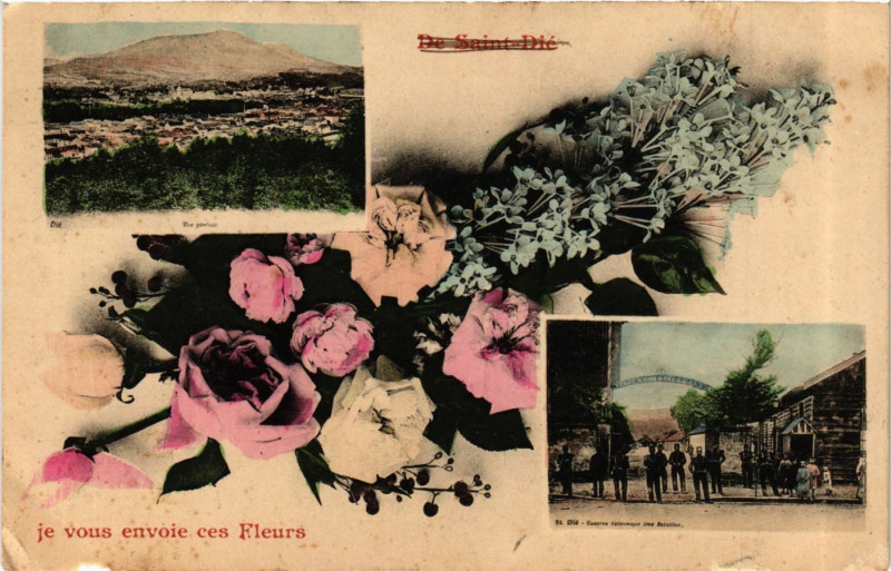 Carte postale ancienne De Saint-Die je vous envoie ces Fleurs