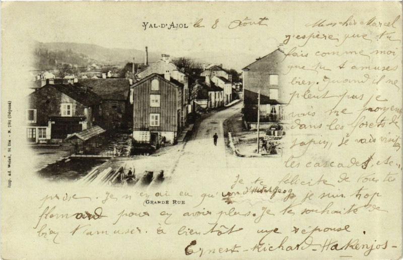 Carte postale ancienne Val-d'Ajol - Grande Rue à Grand
