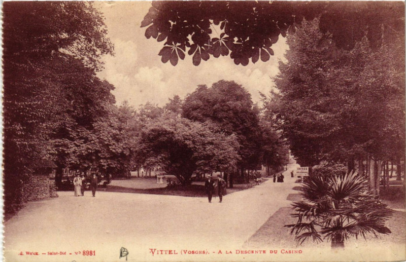 Carte postale ancienne Vittel - A la Descente du Casino à Vittel