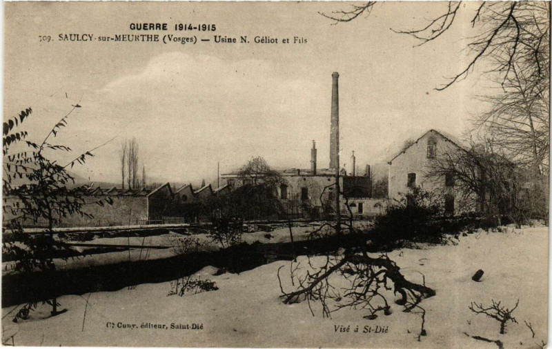 Carte postale ancienne Guerre 1914-1915 - Saucy-sur-Meurthe - Usinr N.Geliot et
