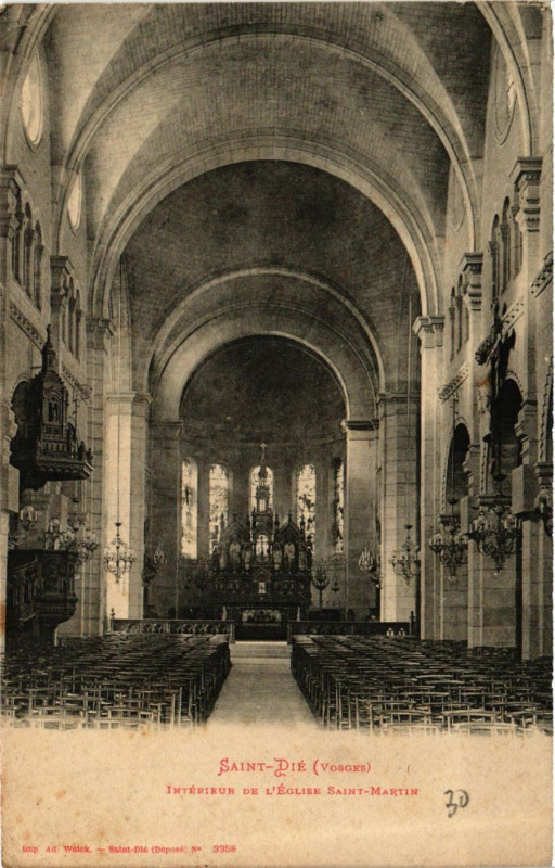 Carte postale ancienne Saint-Die - Intérieur de l'Eglise Saint-Martin