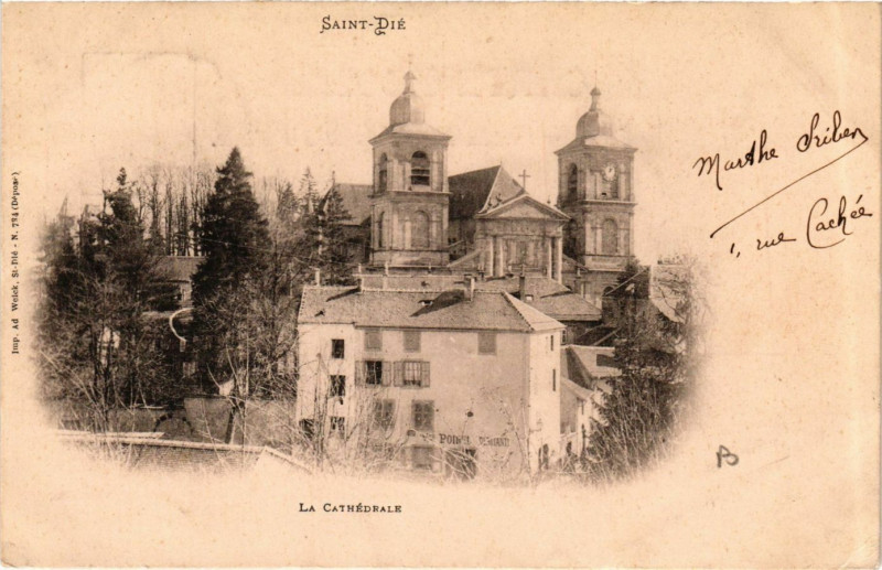 Carte postale ancienne Saint-Die - La Cathédrale