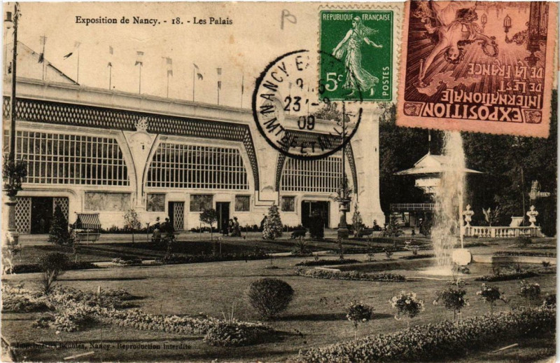 Carte postale ancienne Nancy Expo de Nancy Les Palais à Nancy