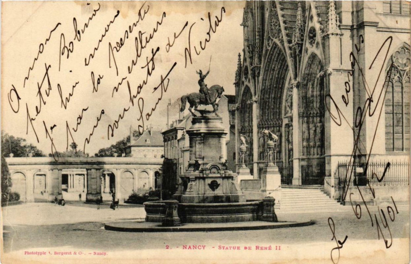 Carte postale ancienne Nancy Statue de René Ii à Nancy