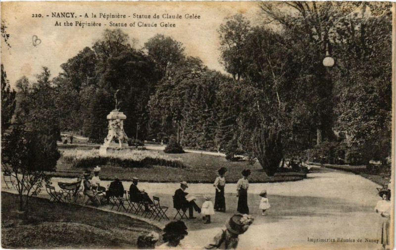 Carte postale ancienne Nancy A la Pépiniere Statue de Claude Gelée à Nancy