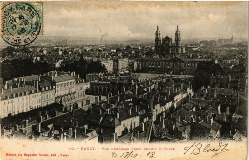 Carte postale ancienne Nancy Vue générale prise depuis Saint-Epvre à Nancy