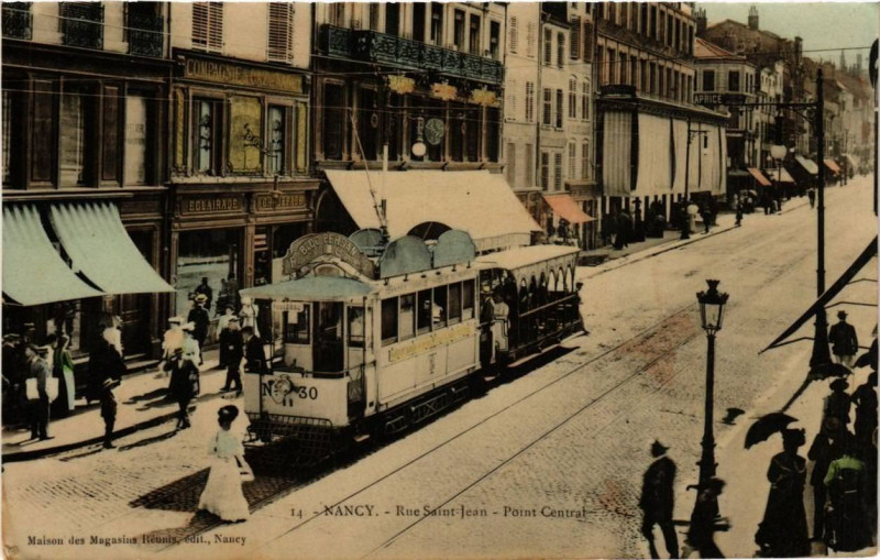 Carte postale ancienne Nancy Rue Saint-Jean Point Central à Nancy