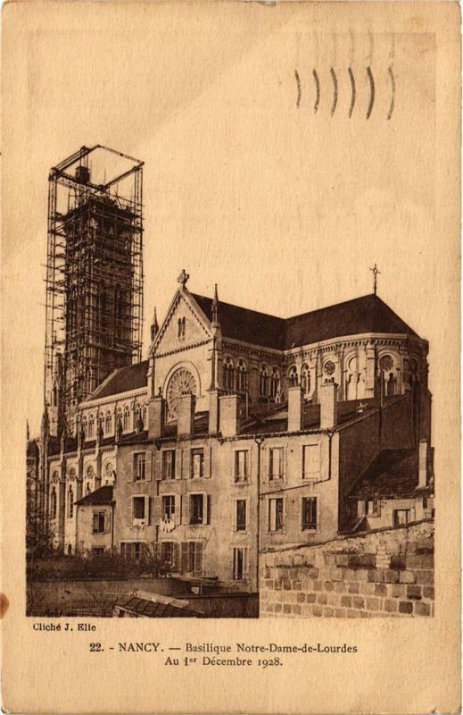 Carte postale ancienne Nancy Basilique N.-D. de Lourdes à Nancy