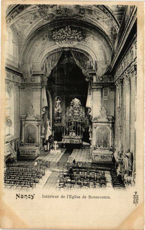 Carte postale ancienne Nancy Intérieur de l'Eglise de Bonsecours à Nancy