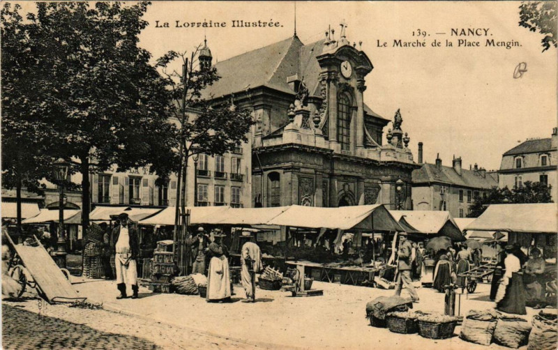 Carte postale ancienne Nancy Le Marché de la Place Mengin à Nancy