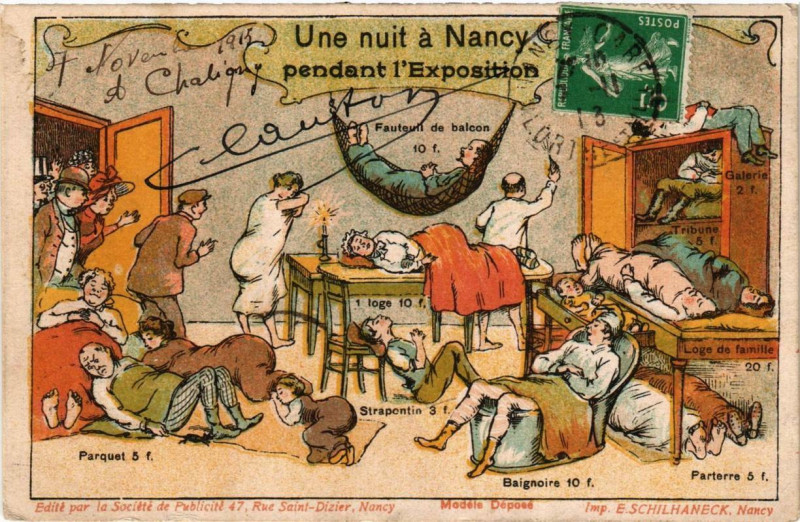 Carte postale ancienne Nancy Une nuit a Nancy pendant l'Expo à Nancy