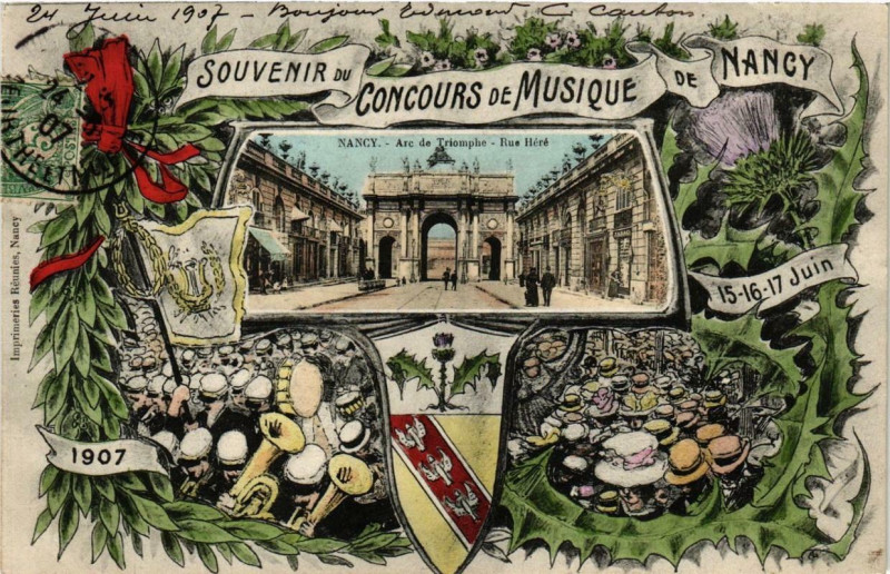 Carte postale ancienne Nancy Souvenir du Concours de Musique de Nancy à Nancy
