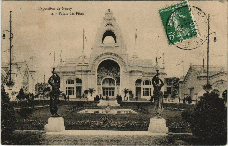 Carte postale ancienne Expo de Nancy. Palais des Fetes à Nancy