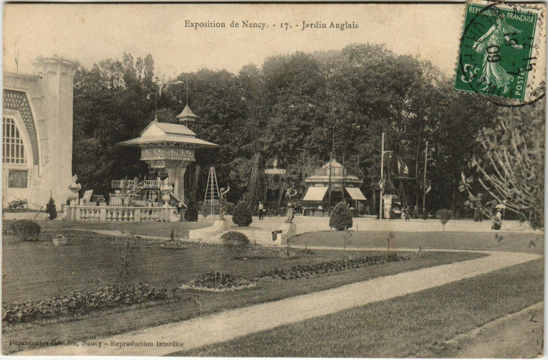 Carte postale ancienne Expo de Nancy. Jardin Anglais à Nancy