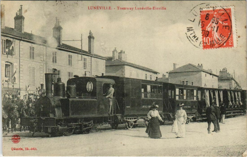 Carte postale ancienne Luneville Tramway a Vapeur à Lunéville