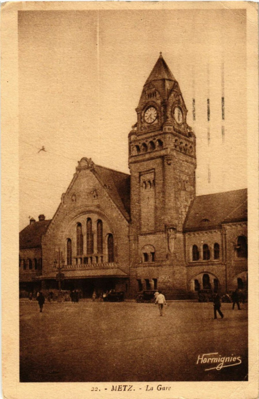 Carte postale ancienne Metz - La Gare à Metz