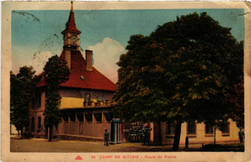 Carte postale ancienne Camp de Bitche - Poste de Police à Bitche