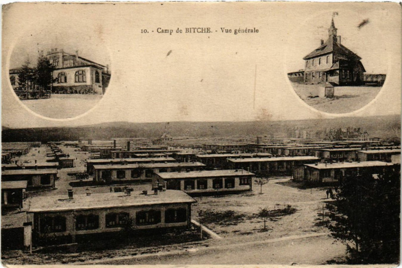 Carte postale ancienne Camp de Bitche - Vue générale à Bitche