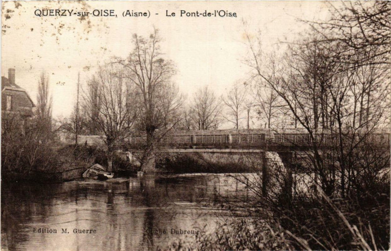 Carte postale ancienne Querzy sur Oise. Le Pont de l'Oise