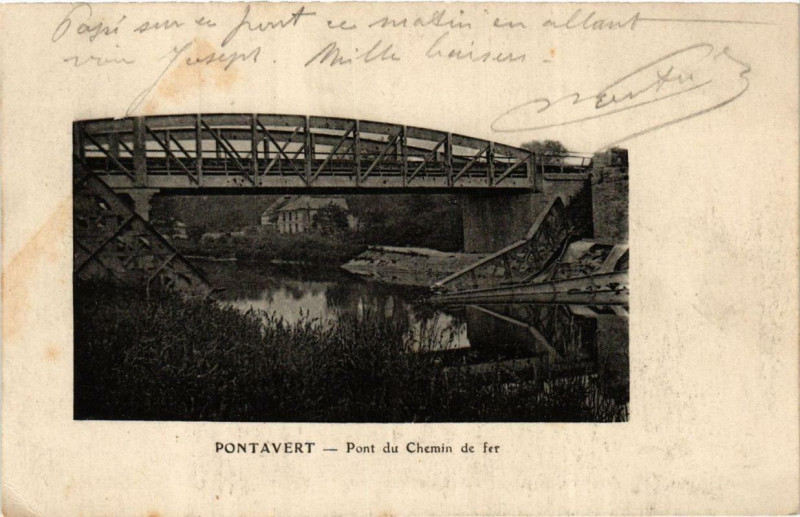 Carte postale ancienne Pontavert Pont du Chemin de Fer à Pontavert