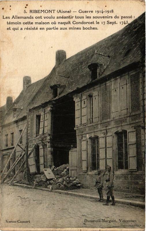 Carte postale ancienne Ribemont Allemands ont voulu anéantir tous les souvenirs du passé à Ribemont