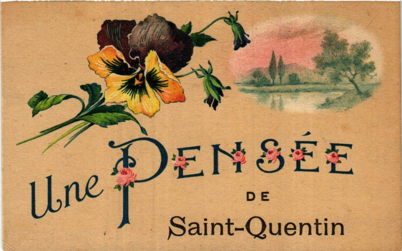 Carte postale ancienne Une Pensée de Saint-Quentin à Saint-Quentin