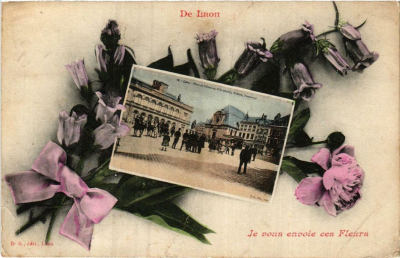 Carte postale ancienne Laon Je vous envoie ces Fleurs à Laon
