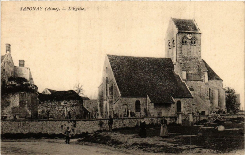 Carte postale ancienne Saponay. Eglise à Saponay