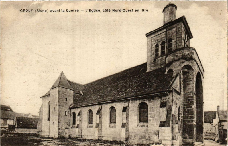 Carte postale ancienne Crouy. L'Eglise à Crouy