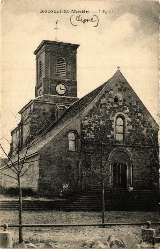 Carte postale ancienne Rocourt Saint-Martin L'Eglise à Rocourt-Saint-Martin