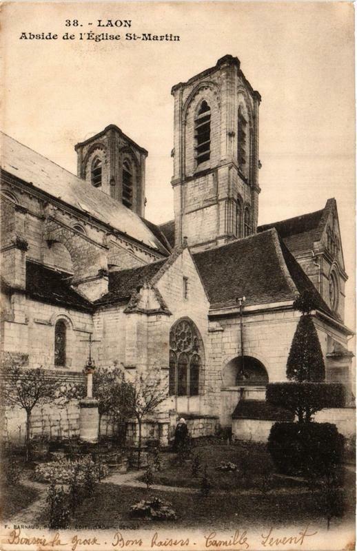 Carte postale ancienne Laon Abside de l'Eglise Saint-Martin à Laon