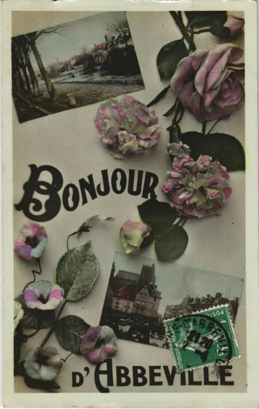 Carte postale ancienne Abbeville Bonjour à Abbeville