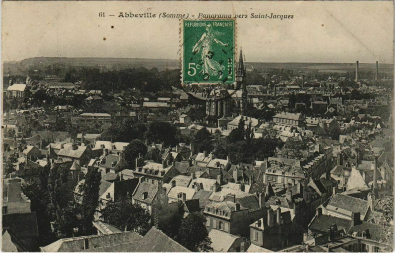 Carte postale ancienne Abbeville Panorama vers Saint-Jacques à Abbeville
