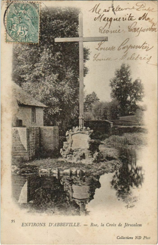 Carte postale ancienne Rue Croix de Jérusalem à Rue