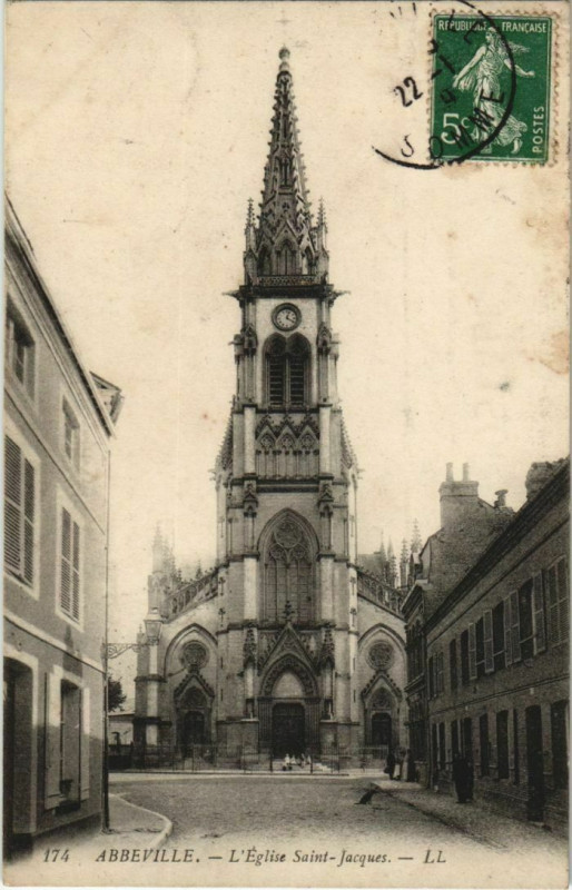 Carte postale ancienne Abbeville Eglise Saint-Jacques à Abbeville