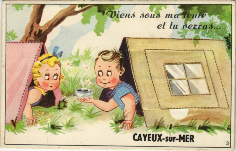 Carte postale ancienne Cayeux-sur-Mer viens sous ma tente à Cayeux-sur-Mer