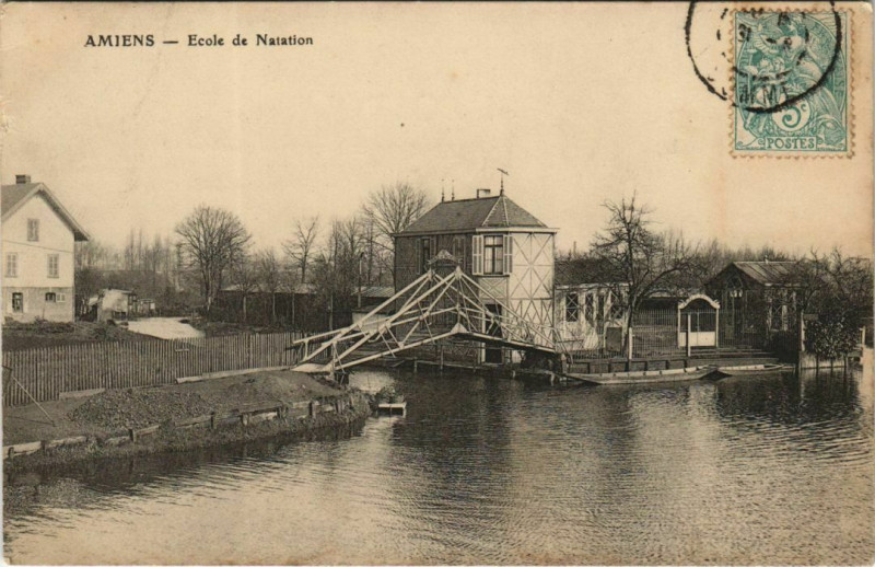 Carte postale ancienne Amiens Ecole de Natation swimming à Amiens