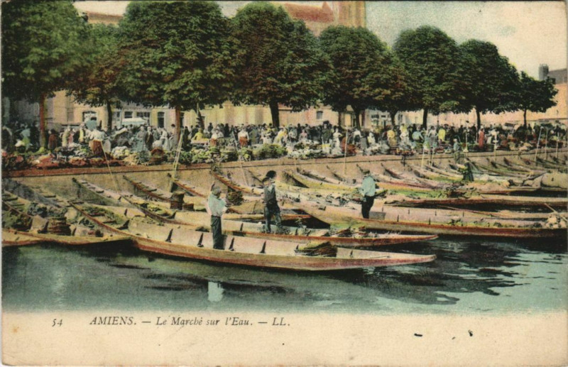 Carte postale ancienne Amiens Marché sur l'eau à Amiens